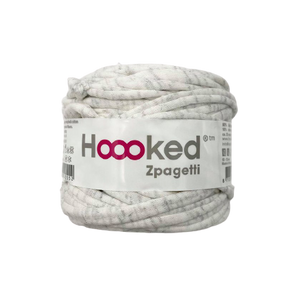Mini hoooked zpagetti - Offwhite med sølv glimmer