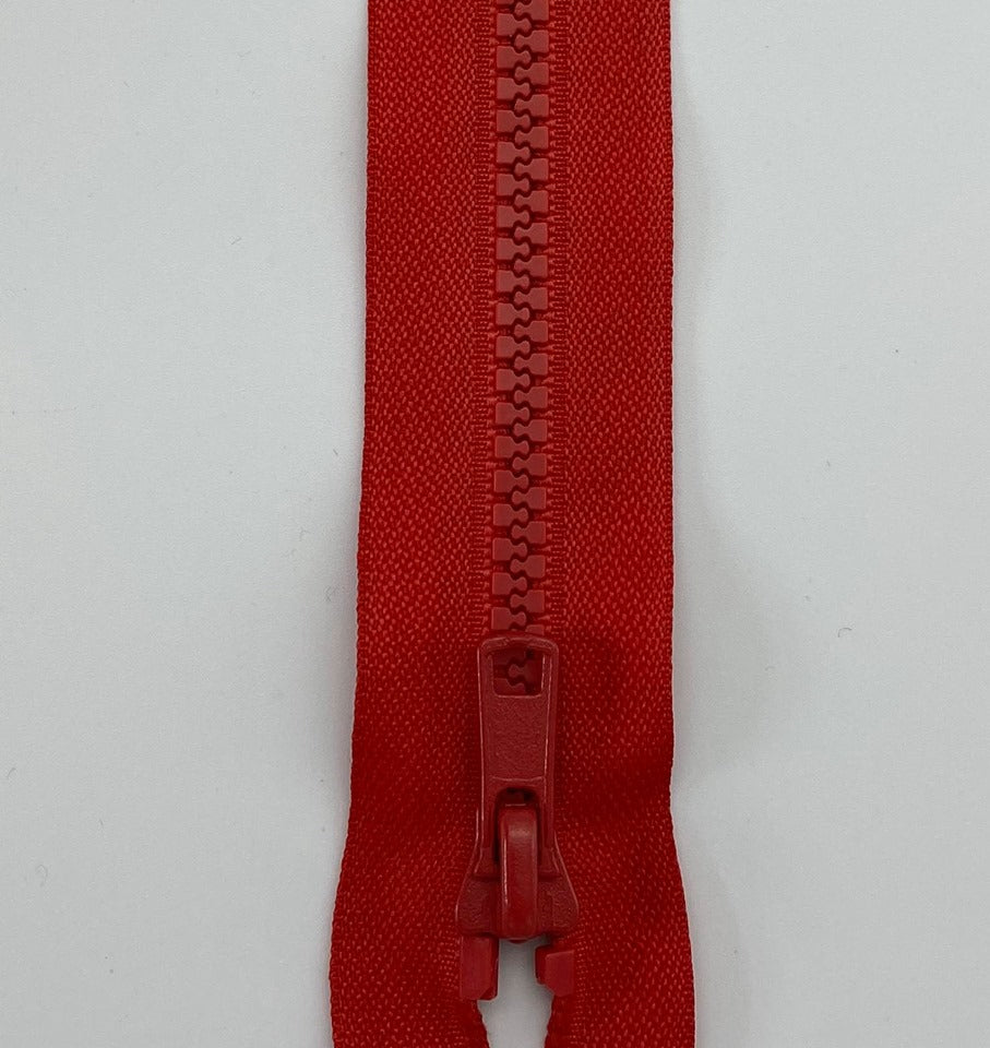 Rød lynlås - delbar 80cm