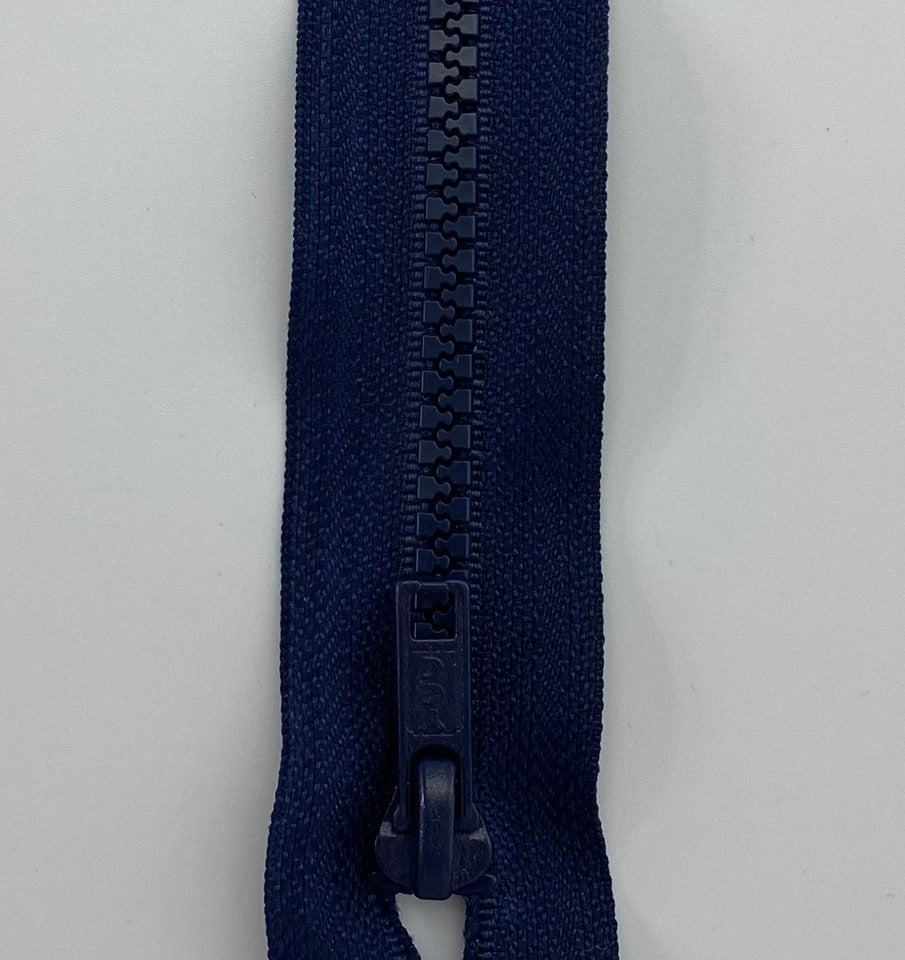 Marineblå lynlås - delbar 45cm
